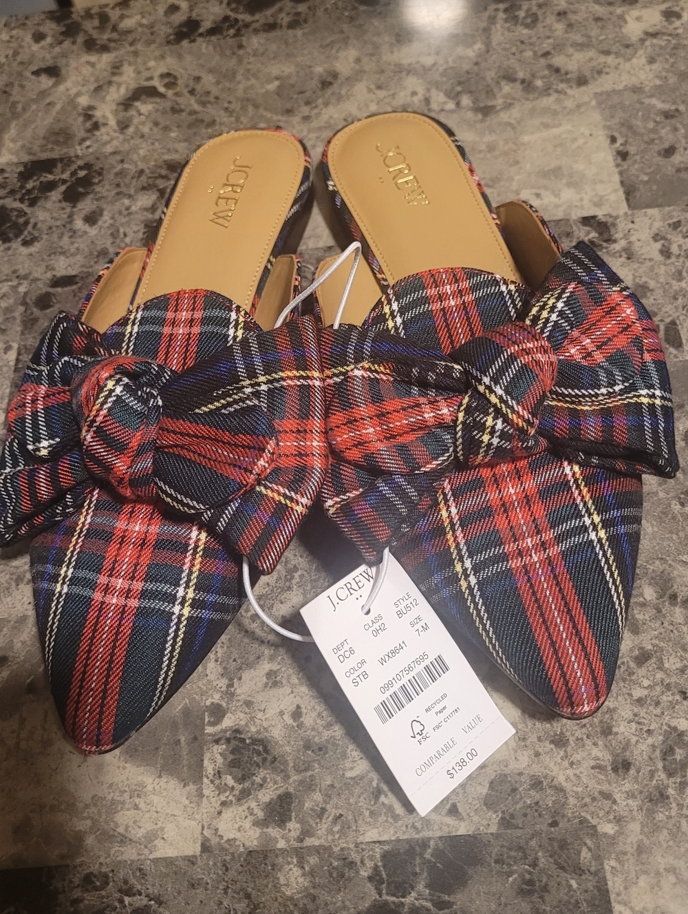 NWT J. CREW TARTAN MULES